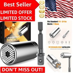 Professional Universal Socket Gifts – 7mm-19mm Tool Set with Power Drill Adapter
