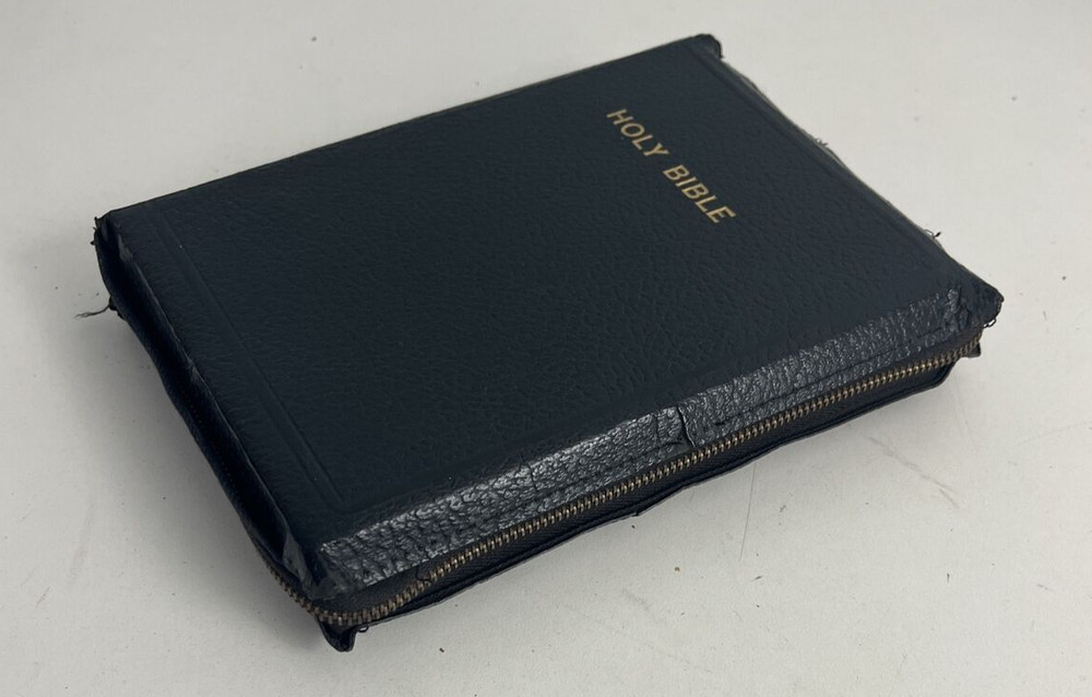 Bible KJV Zip Leather Original Tongues Antique VTG American Society