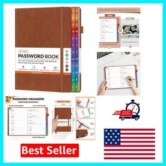 Elegant Password Keeper Book with Colorful Tabs – Compact 5.3” x 7.7”