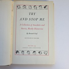 Try and Stop Me Bennett Cerf 1945 Printing Humor Anecdotes Carl Rose Simon &