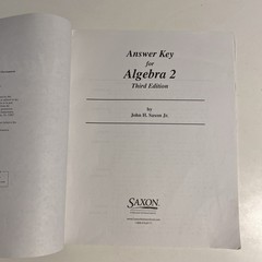 Answer Key for Saxon Algebra 2 by John Saxon Jr (Paperback)