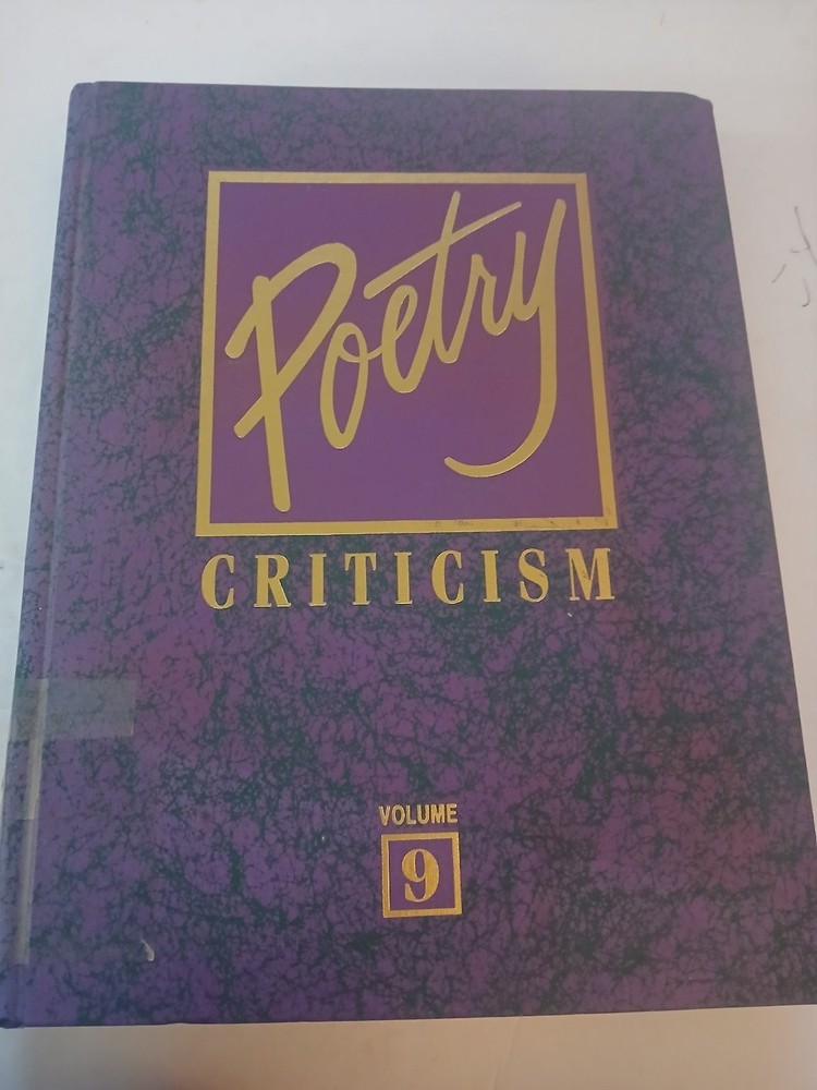 Poetry Criticism Volume 9 Drew Kalasky 1994 Gale Research Reference