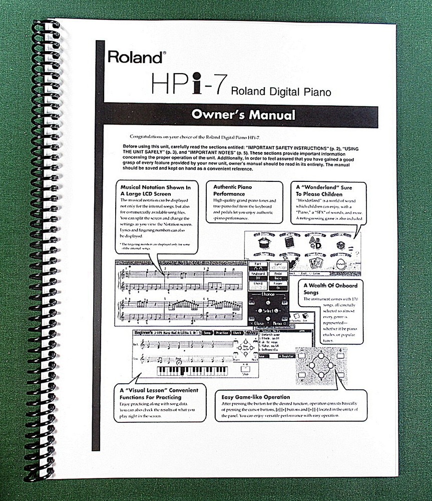 Roland HPi-7 Owner’s Instruction Manual: 114 Pages & Protective Covers!