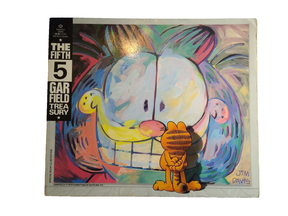 Garfield The Fifth Treasury Book Vintage Jim Davis Orange Tabby Cat 1989 1st ed