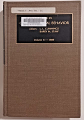 Research in Organizational Behavior by Cummings & Staw 1989 Vol, 11 Ex libris