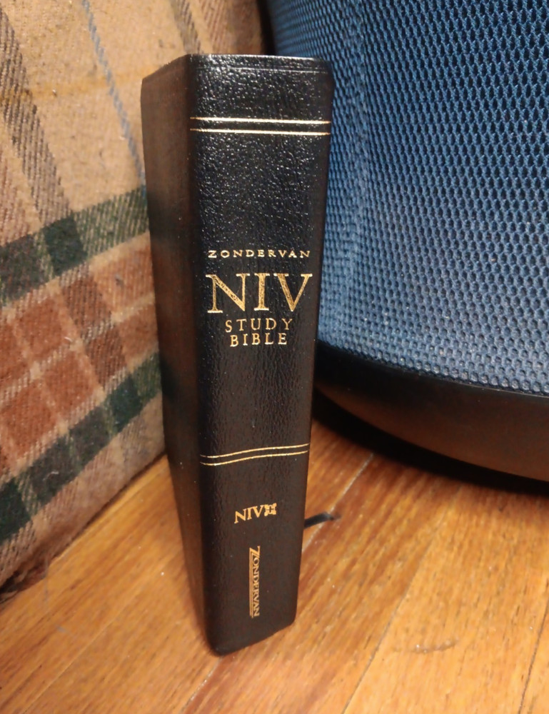 NIV Study Bible Zondervan Black Leather Vintage 2002 Great Condition vtg