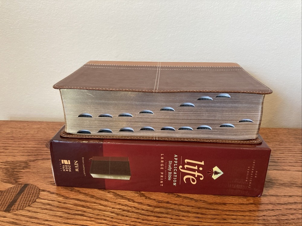 NIV Life Application Study Bible Large Print Brown Leathersoft OOP 3rd Edition