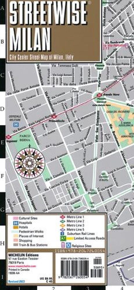 Streetwise Milan Map: Laminated City Center Street Map of Milan, Italy by Michel