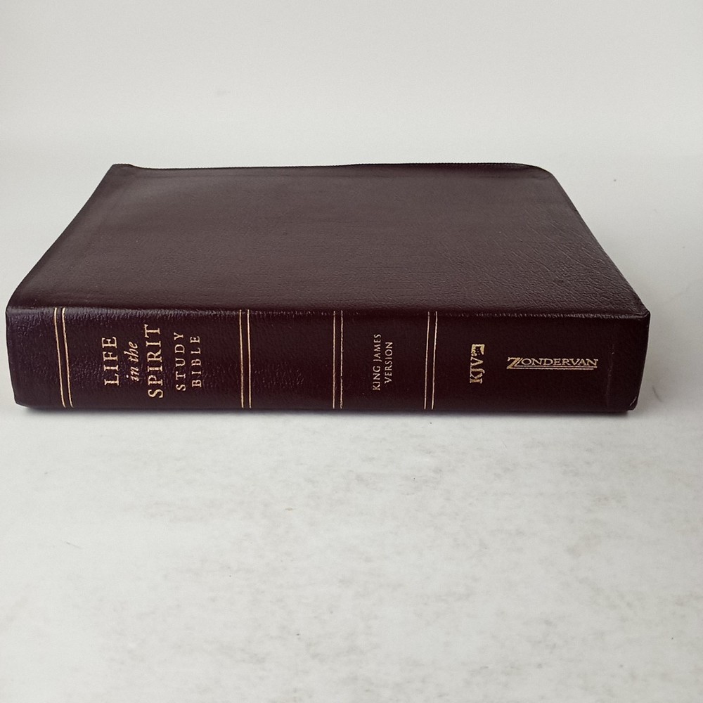 KJV Life in the Spirit Study Bible, Indexed – Leather Bound By Zondervan – GOOD