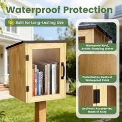 Free Library Little Library Box Outdoor Kit, Double-Layer Little Library Wood Ca