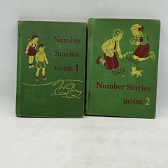 Number Stories Book 1 & 2 Scott Foresman 1941 Hardcover SCOTT Illustrated Green