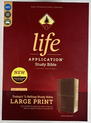 NIV Life Application Study Bible Large Print Brown Leathersoft 3rd Edition OOP