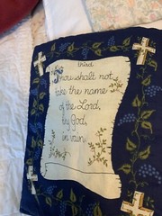 Vintage Cloth -Quilted 10 Commandments Book with Bookmark! 10 1/2 Inches Long