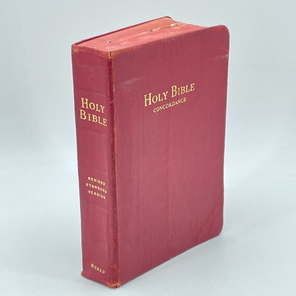 HOLY BIBLE RSV Self Pronouncing 1952 Red Leatherette Vintage Concordance Edition
