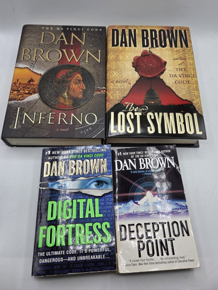 Dan Brown 4 Book Lot- Inferno, The Lost Symbol, Digital Fortress, Deception Poin