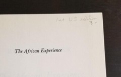 The African Experience: Major Themes In African History Very Good condition