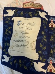 Vintage Cloth -Quilted 10 Commandments Book with Bookmark! 10 1/2 Inches Long