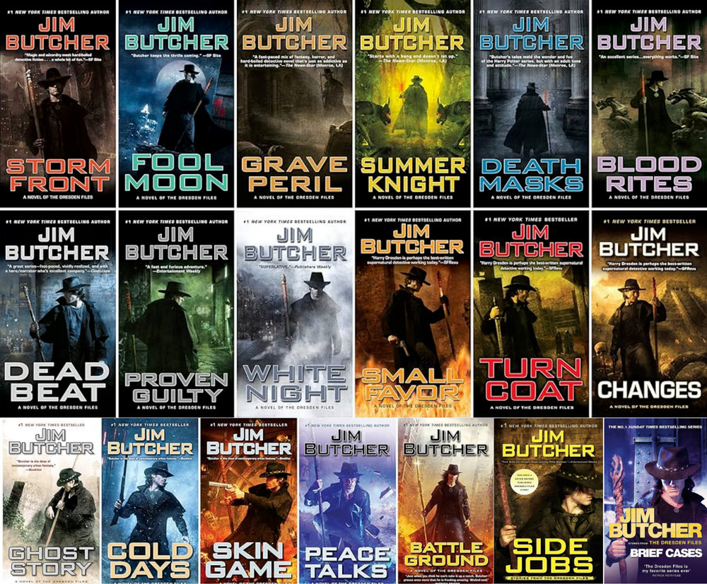Complete Set Series Lot of 19 Dresden Files Books by Jim Butcher Wizard For Hire