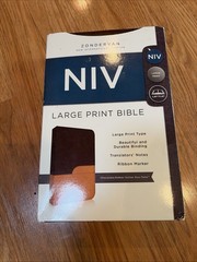 NEW NIV PERSONAL SIZE LARGE PRINT BIBLE CHOCOLATE/AMBER LEATHERSOFT